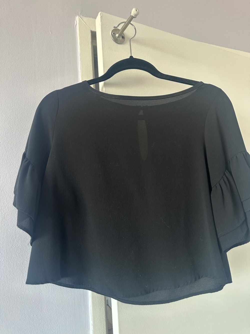 Tyche Black Ruffle Sleeve Blouse